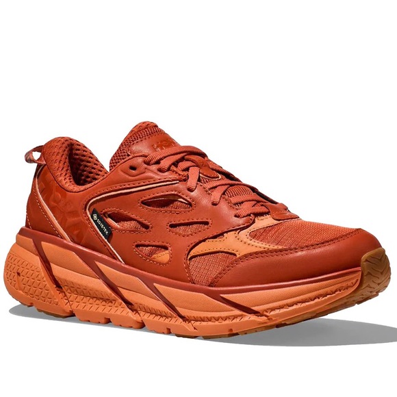 NWT Hoka Clifton Leather Gore-Tex Waterproof Unisex BOCT dark orange copper - Picture 14 of 16
